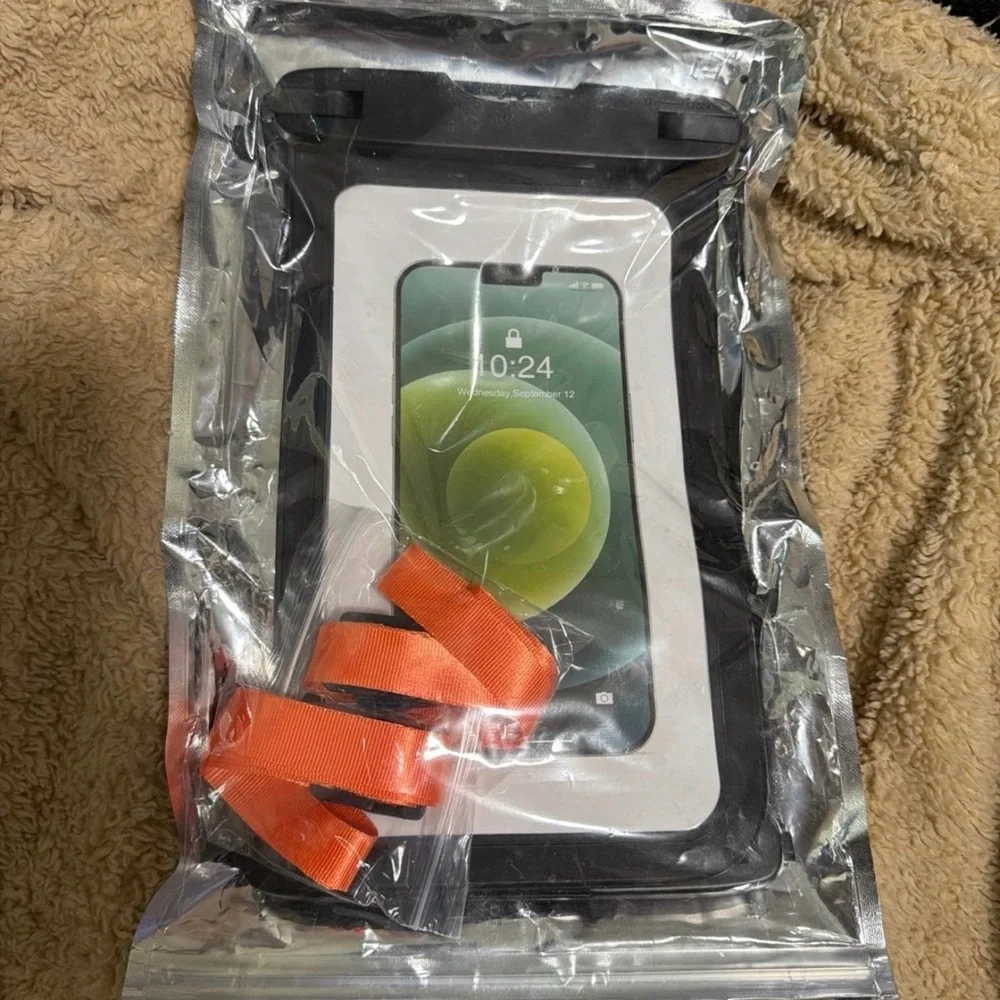 Black waterproof phone pouch
